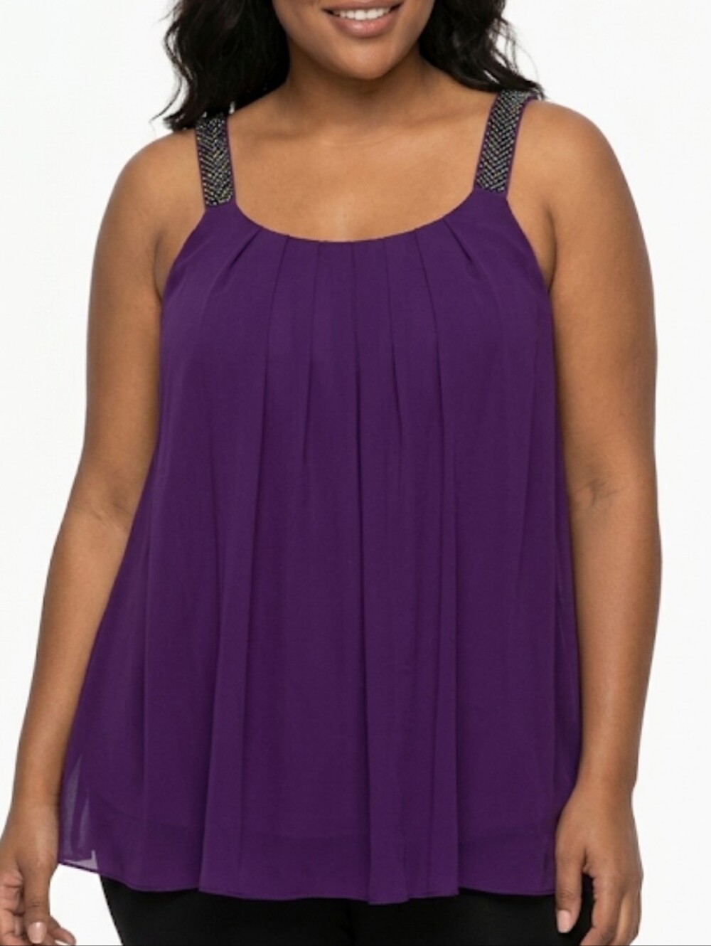 Maner Pleated Chiffon Tank Top
